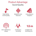 YICHUANG YC-LM10II 8 Pin Port Intelligent Noise Reduction Condenser Lavalier Microphone, Cable Length: 1.5m, YC-LM10II