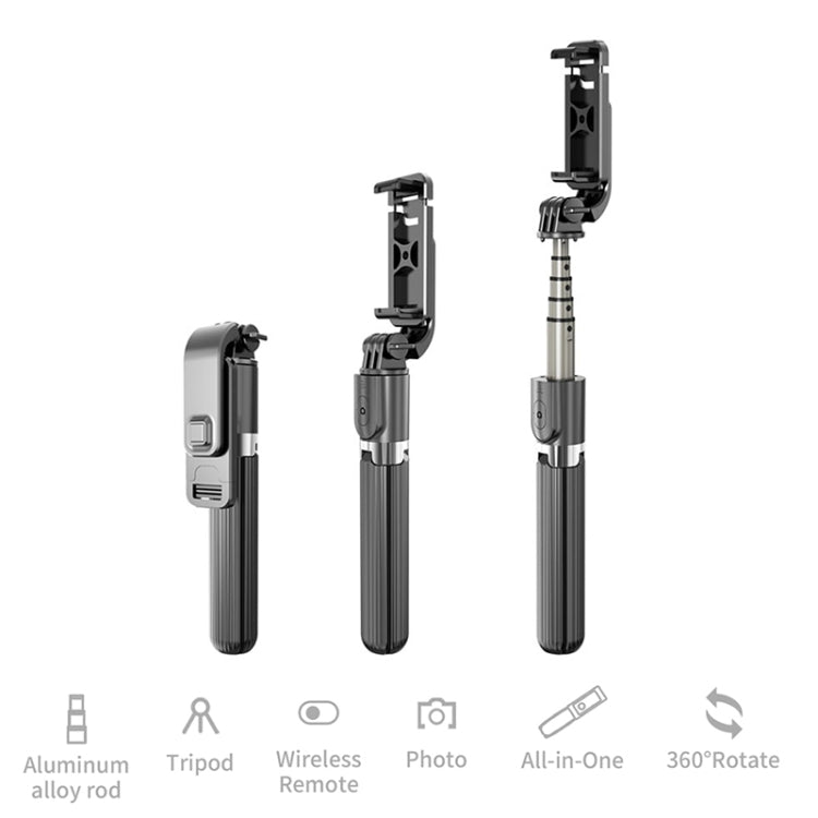 L03 Aluminum Alloy Foldable Bluetooth Tripod Selfie Stick, L03 Black – Bluetooth, Aluminum Alloy