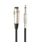 10m XLR 3-Pin Female to 1/4 inch (6.35mm) Mono Shielded Microphone Mic Cable, Length: 10m Length: 10m
