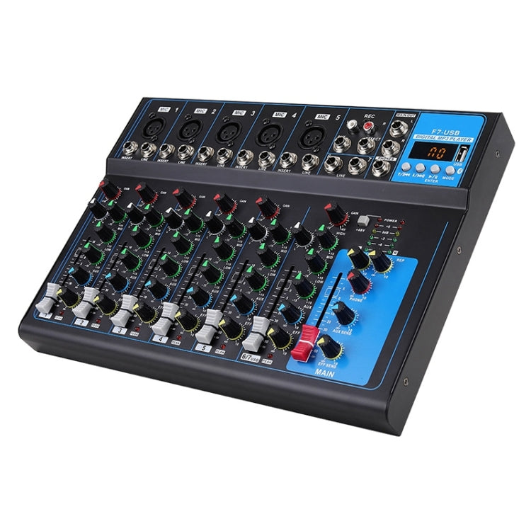 F7 Home 7-channel Bluetooth USB Reverb Mixer, US Plug, F7 US Plug – Bluetooth, TPU
