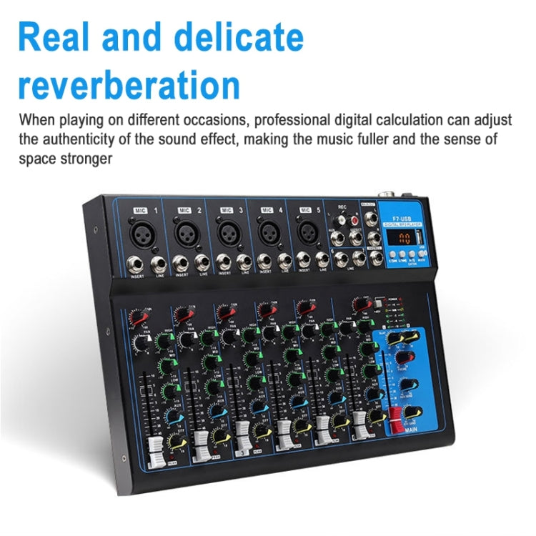 F7 Home 7-channel Bluetooth USB Reverb Mixer, US Plug, F7 US Plug – Bluetooth, TPU