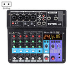 TEYUN NA6 6-channel Small Mixing Console Mobile Phone Sound Card Live Broadcast Computer Recording Console Processor, EU Plug, NA6 EU Plug NA6 EU Plug