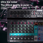 TEYUN NA8 8-channel Small Mixing Console Mobile Phone Sound Card Live Broadcast Computer Recording Console Processor, EU Plug, NA8 EU Plug