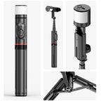Q12s Bluetooth Remote Control Rotatable Fill Light Tripod Selfie Stick, Q12s – Bluetooth, Aluminum Alloy