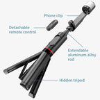 Q12s Bluetooth Remote Control Rotatable Fill Light Tripod Selfie Stick, Q12s – Bluetooth, Aluminum Alloy