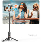 Q12s Bluetooth Remote Control Rotatable Fill Light Tripod Selfie Stick, Q12s – Bluetooth, Aluminum Alloy