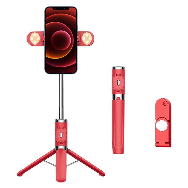 Bluetooth Remote Control Dual Fill Light Tripod Selfie Stick, Dual Fill Light (Red), Dual Fill Light (Yellow), Dual Fill Light (Black), Dual Fill Light (Green) Dual Fill Light (Red) Red
