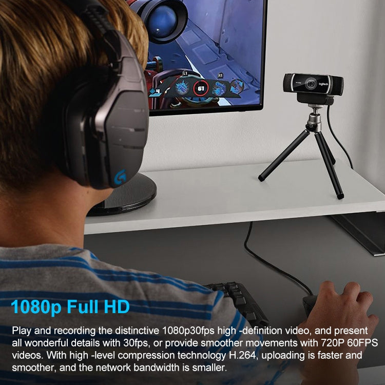 Logitech C922 Pro HD Pro Autofocus Built-in Stream Webcam 1080P Web Camera, C922 Pro – Durable Build, Easy to Use