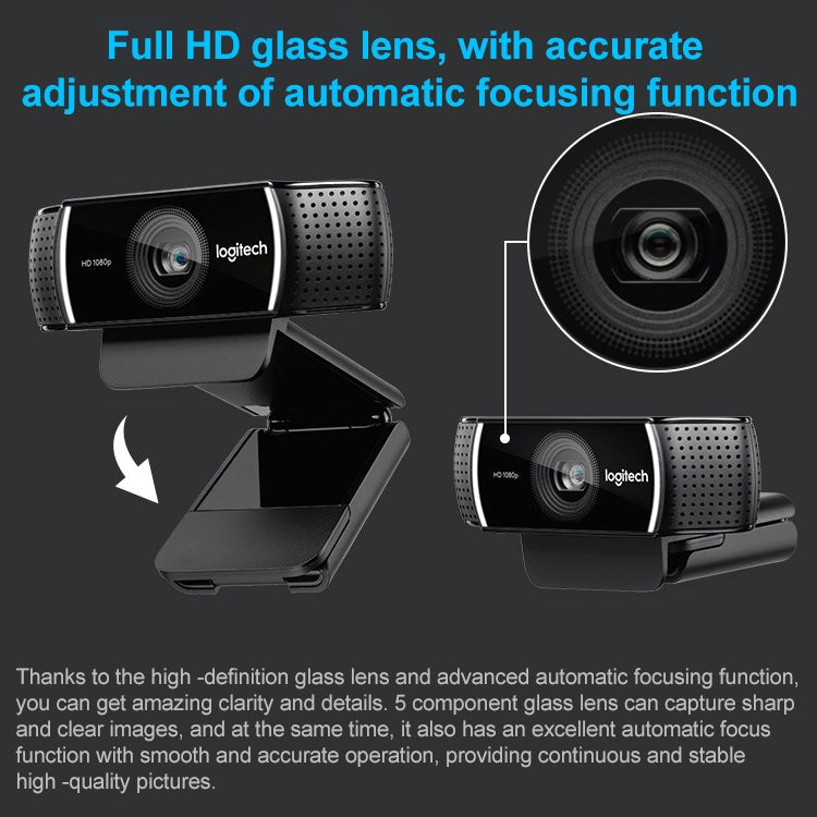 Logitech C922 Pro HD Pro Autofocus Built-in Stream Webcam 1080P Web Camera, C922 Pro – Durable Build, Easy to Use