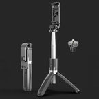 L02 100cm Multi-function Adjustable Bluetooth Self-timer Pole Tripod Selfie Stick Black