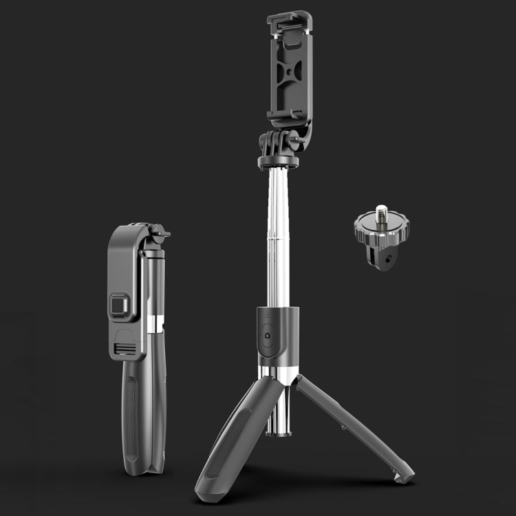L02 100cm Multi-function Adjustable Bluetooth Self-timer Pole Tripod Selfie Stick Black