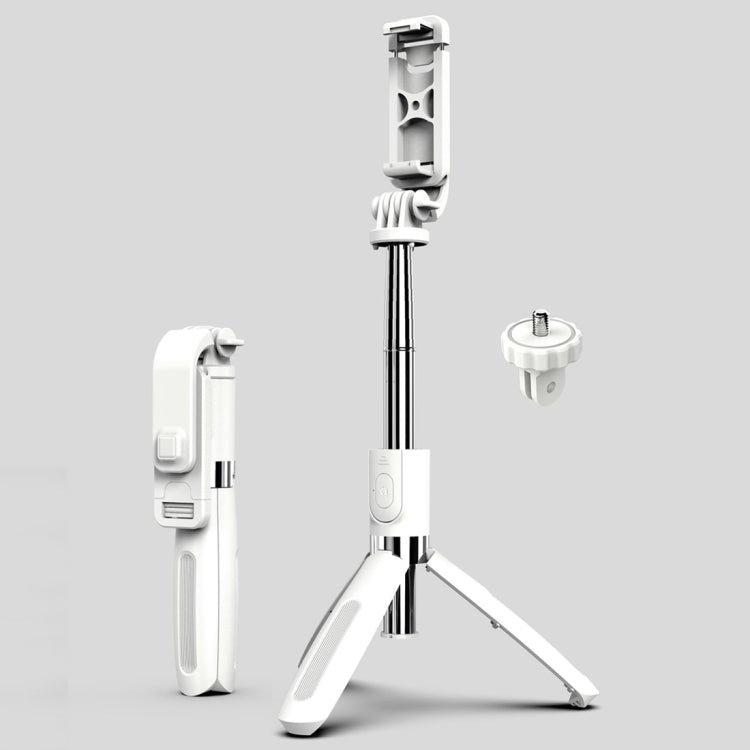 L02 100cm Multi-function Adjustable Bluetooth Self-timer Pole Tripod Selfie Stick – Bluetooth White