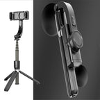 L08 Adjustable Gimbal Stabilize Bluetooth Self-timer Pole Tripod Selfie Stick Black