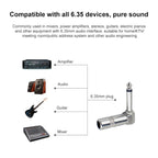 1/4 Inch 6.35mm Audio Mono Plug L-shaped Right Angle Screw Jack Male Guitar Audio Connector