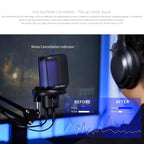 FEELWORLD VM1 USB Condenser Gaming Microphone for Streaming Noise Cancellation Mute RGB Light Boom Arm Stand, VM1-AS