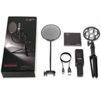 Yanmai X1 4 in 1 Foldable Lifting Professional Desktop Live Broadcast Cardioid Pointing Condenser Recording Microphone Set with Blowout Net & Shockproof Mount & 1.8m USB-C / Type-C Cable, X1