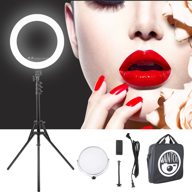 MANTOO RL-18 II 100-240V 55W 18 inch Two-color Dimmable Ring Fill Light with Tripod, 18 inch 18 inch