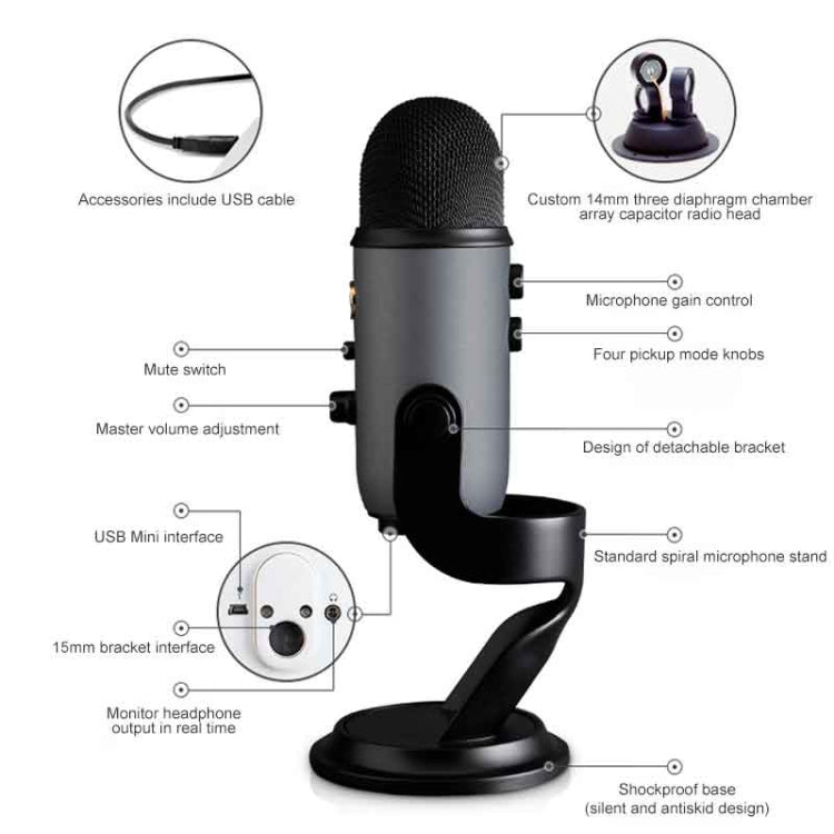 Logitech Blue Yeti USB Condenser Microphone, Blue Yeti(Black), Blue Yeti(Blue), Blue Yeti(Silver) – TPU