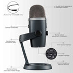 Logitech Blue Yeti Nano Condenser Digital USB Live Broadcast Microphone, Blue Yeti Nano – Durable Build, Easy to Use