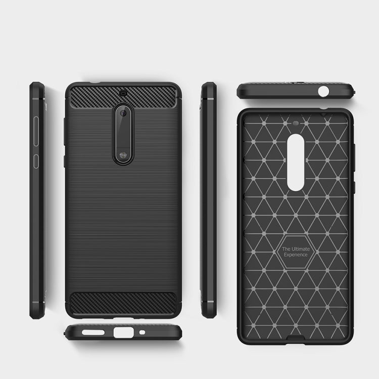For Nokia 5 Brushed Carbon Fiber Texture Shockproof TPU Protective Cover Case, Nokia 5 – Shockproof, TPU