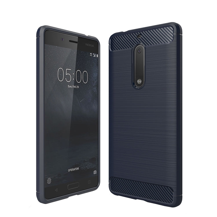 For Nokia 5 Brushed Carbon Fiber Texture Shockproof TPU Protective Cover Case, Nokia 5 – Shockproof, TPU Nokia 5 Navy Blue