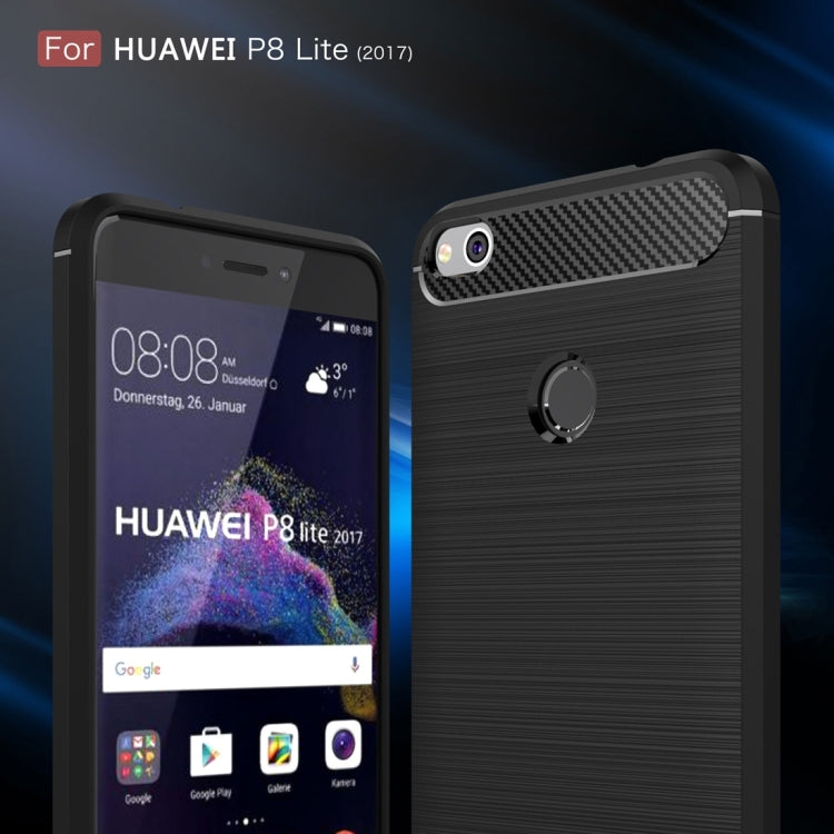 For Huawei P8 Lite (2017) Brushed Carbon Fiber Texture Shockproof TPU Protective Case, Huawei P8 Lite (2017) – Shockproof, TPU