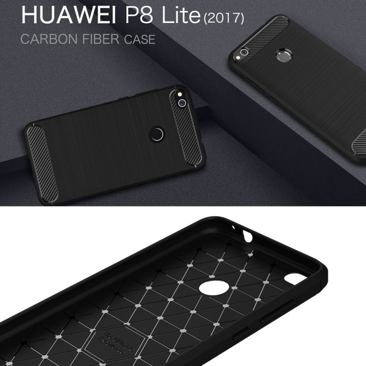 For Huawei P8 Lite (2017) Brushed Carbon Fiber Texture Shockproof TPU Protective Case, Huawei P8 Lite (2017) – Shockproof, TPU
