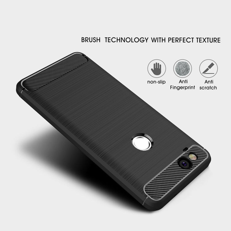 For Google Pixei 2 Brushed Texture Carbon Fiber Shockproof TPU Rugged Armor Protective Case – Shockproof, TPU, For Google Pixel 2, Google Pixel 2