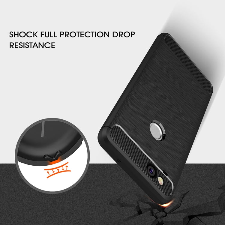 For Google Pixei 2 Brushed Texture Carbon Fiber Shockproof TPU Rugged Armor Protective Case – Shockproof, TPU, For Google Pixel 2, Google Pixel 2