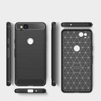 For Google Pixei 2 Brushed Texture Carbon Fiber Shockproof TPU Rugged Armor Protective Case – Shockproof, TPU, For Google Pixel 2, Google Pixel 2