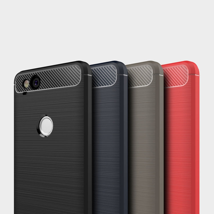 For Google Pixei 2 Brushed Texture Carbon Fiber Shockproof TPU Rugged Armor Protective Case – Shockproof, TPU, For Google Pixel 2, Google Pixel 2