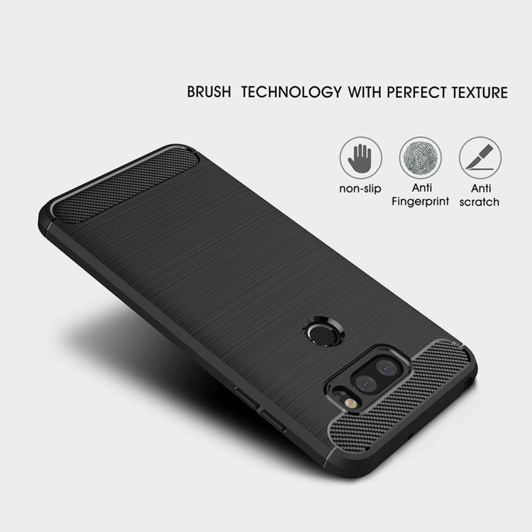 Brushed Texture Carbon Fiber Shockproof TPU Rugged Armor Protective Case – Shockproof, TPU, For LG V30