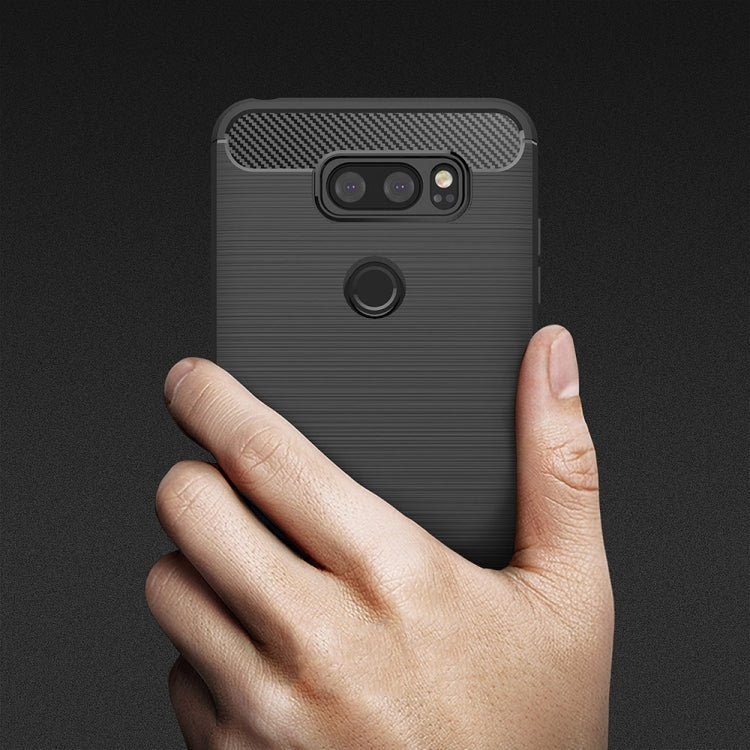 Brushed Texture Carbon Fiber Shockproof TPU Rugged Armor Protective Case – Shockproof, TPU, For LG V30