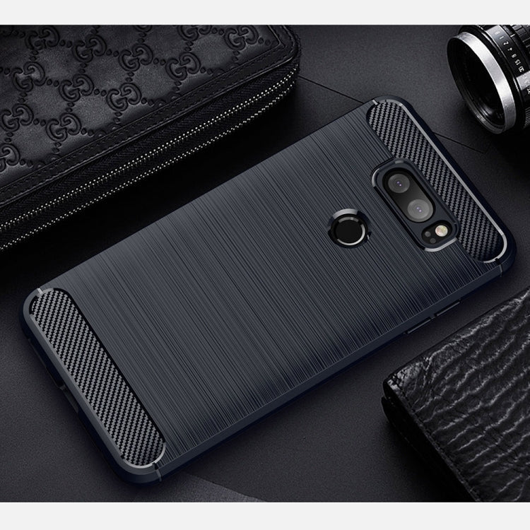 Brushed Texture Carbon Fiber Shockproof TPU Rugged Armor Protective Case – Shockproof, TPU, For LG V30