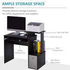 Computer Desk with Sliding Keyboard Tray Storage Drawer Shelf Home Office Workstation Black