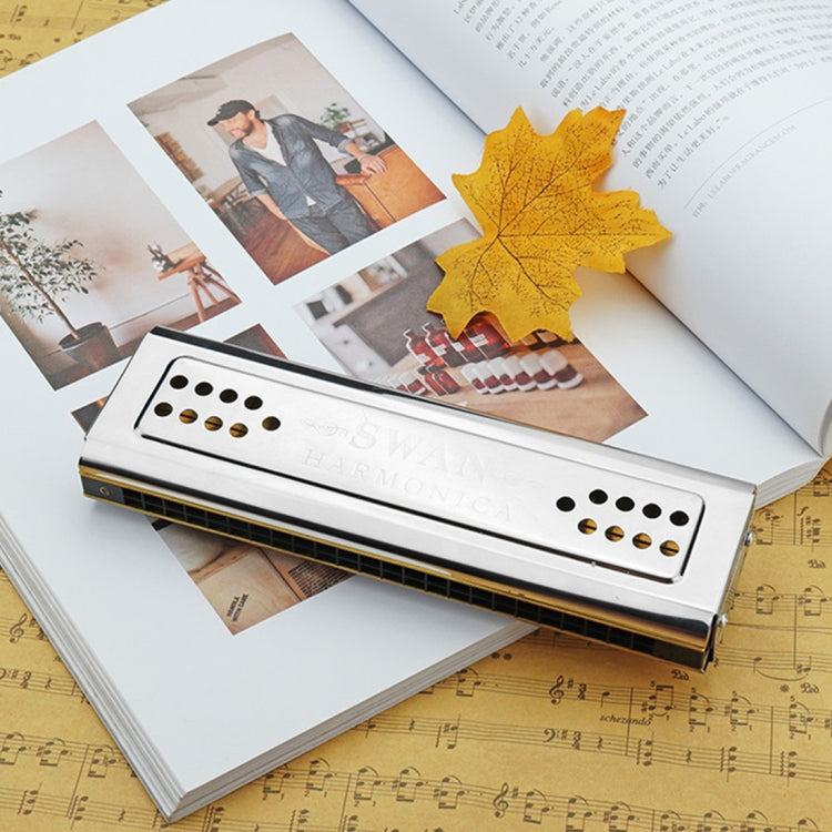 Swan SW24-12A 24-holes Double-sided Harmonica Beginner Polyphony Box Adult Children Beginners Performance, SW24-12A 24-holes Polyphonic Harmonica SW24-12A 24-holes Polyphonic Harmonica