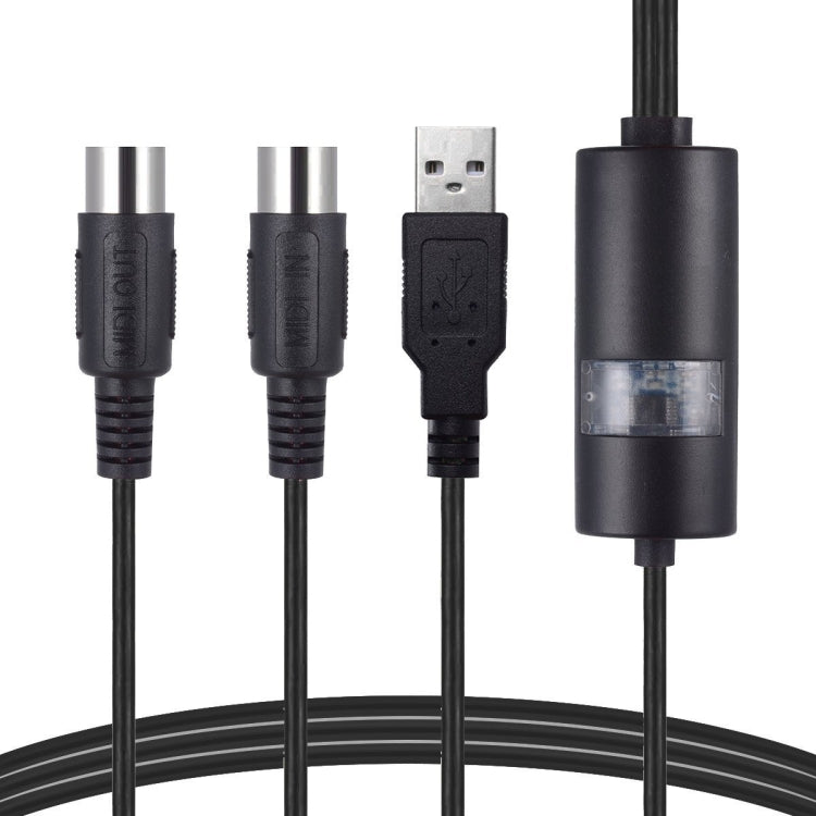WERSI UM-18 USB MIDI Cable MidiPort Midi Cable Electric Piano Electronic Drum Music Editing Line, Length: 2m Black