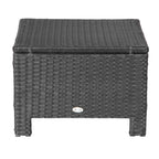 Rattan Footstool Wicker Ottoman with Padded Seat Cushion Outdoor Patio Furniture for Garden Poolside Living Room, 50 x 50 x 35 cm, Black