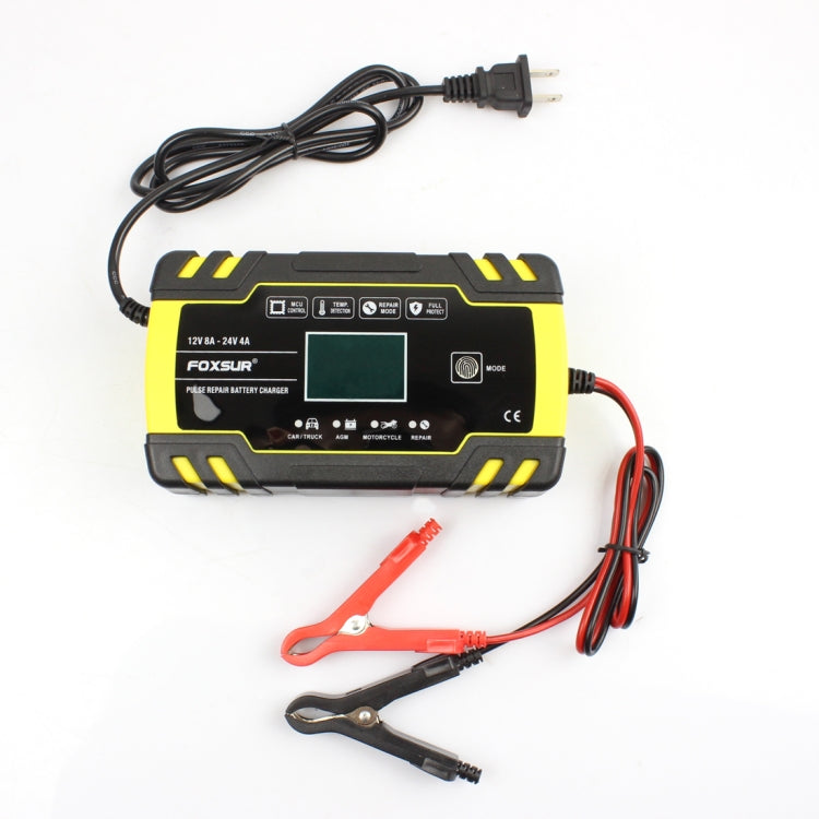 FOXSUR 12V-24V Car Motorcycle Truck Repair Battery Charger AGM Charger, EU Plug, UK Plug, US Plug, EU Plug – TPU US Plug MOTA0082B