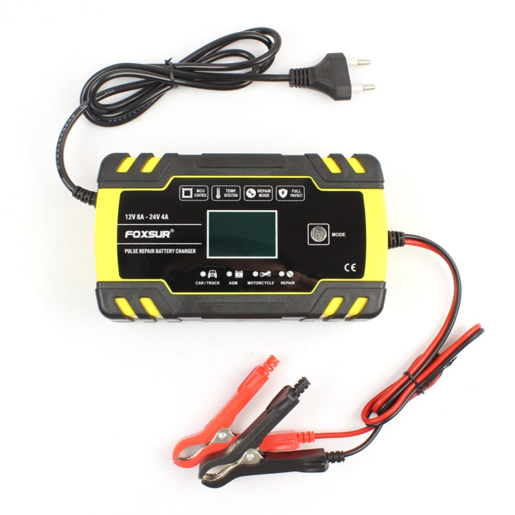 FOXSUR 12V-24V Car Motorcycle Truck Repair Battery Charger AGM Charger, EU Plug, UK Plug, US Plug, EU Plug – TPU EU Plug MOTA0082C