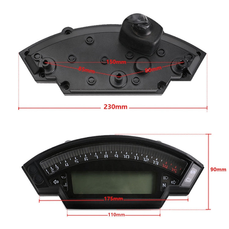 Motorcycle LCD TFT Digital Speedometer 14000RPM 6 Gear Backlight Motorcycle Odometer for 1,2,4 Cylinders Meter, MLS062 – Waterproof