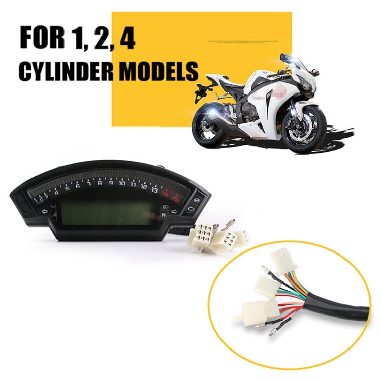 Motorcycle LCD TFT Digital Speedometer 14000RPM 6 Gear Backlight Motorcycle Odometer for 1,2,4 Cylinders Meter, MLS062 – Waterproof