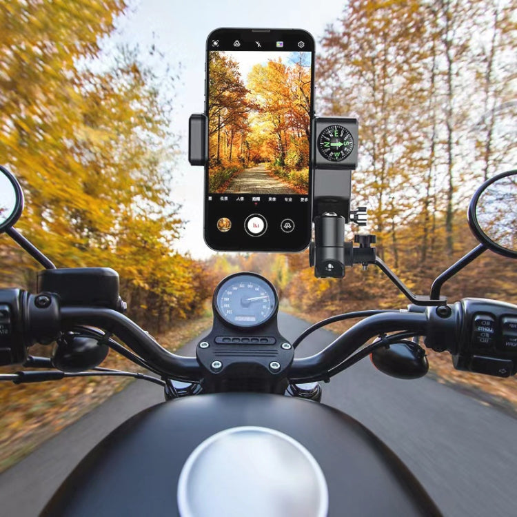 Motorcycle Spherical Compass Phone Holder, Rearview Mirror without Light, Rearview Mirror without Light (Black), Rearview Mirror without Light (Green) Rearview Mirror without Light (Black) Black