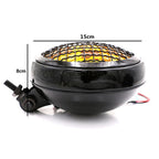Motorcycle Black Shell Harley Headlight Retro Lamp LED Light Modification Accessories, Black Shell Headlight Retro Lamp
