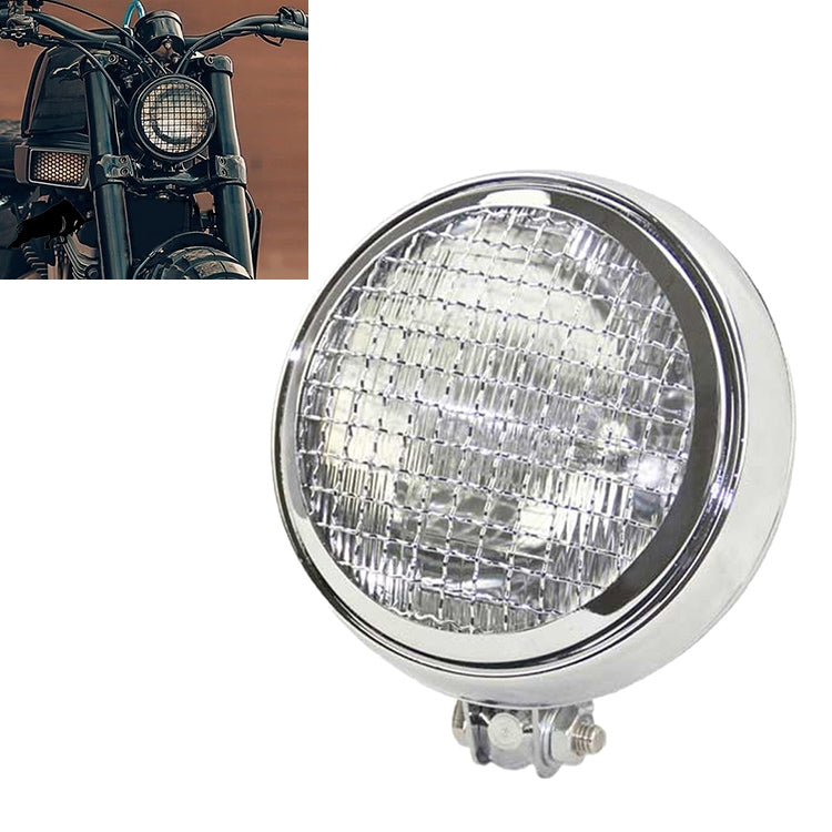 Motorcycle Silver Shell Harley Headlight Retro Lamp LED Light Modification Accessories, Silver Shell Headlight Retro Lamp Silver Shell Headlight Retro Lamp White