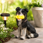 Solar Dog Garden Ornament Light Up Tennis Balls Puppy Statue