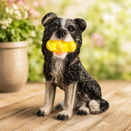 Solar Dog Garden Ornament Light Up Tennis Balls Puppy Statue