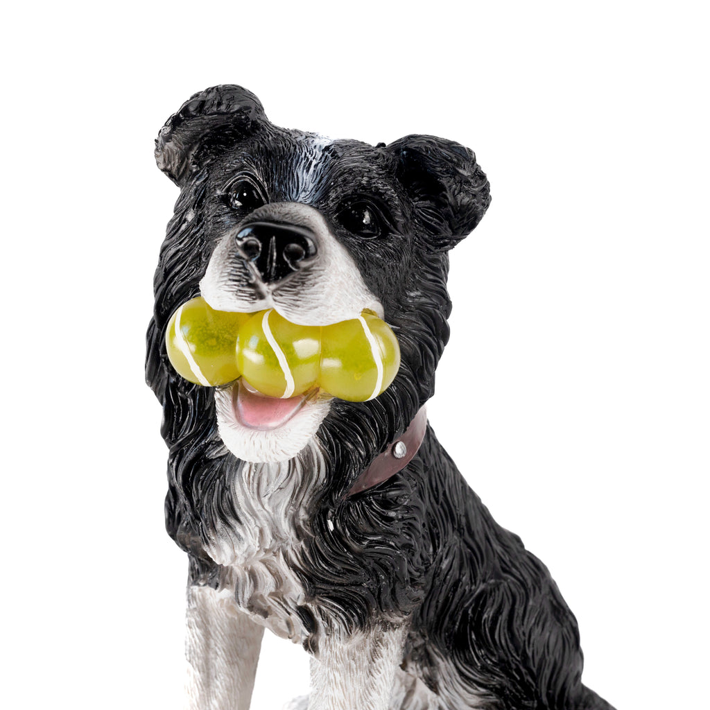 Solar Dog Garden Ornament Light Up Tennis Balls Puppy Statue