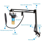 BM-800 Network K-Song Dedicated High-end Metal Shock Mount Microphone Set, BM800 Kit Black, BM800 Kit Pink, BM800 Kit Blue – TPU
