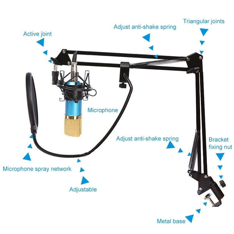 BM-800 Network K-Song Dedicated High-end Metal Shock Mount Microphone Set, BM800 Kit Black, BM800 Kit Pink, BM800 Kit Blue – TPU